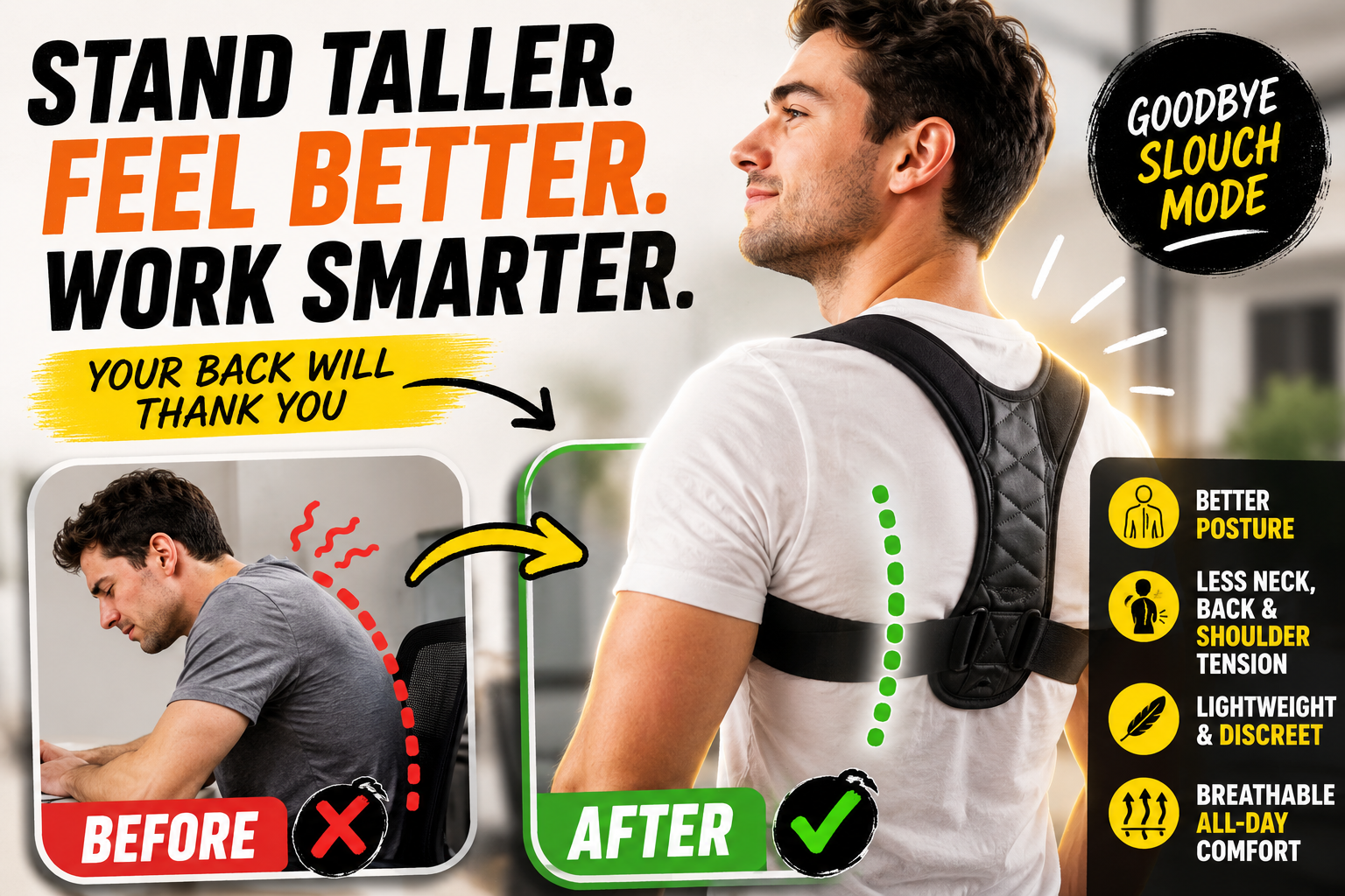 Posture Corrector – Adjustable Back & Shoulder Support