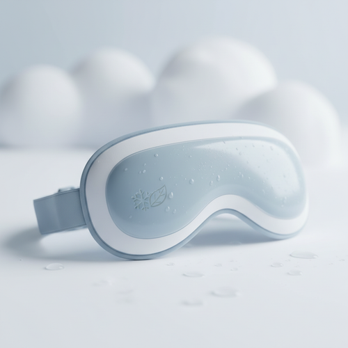 Cold therapy sleep eye mask on a clean white surface